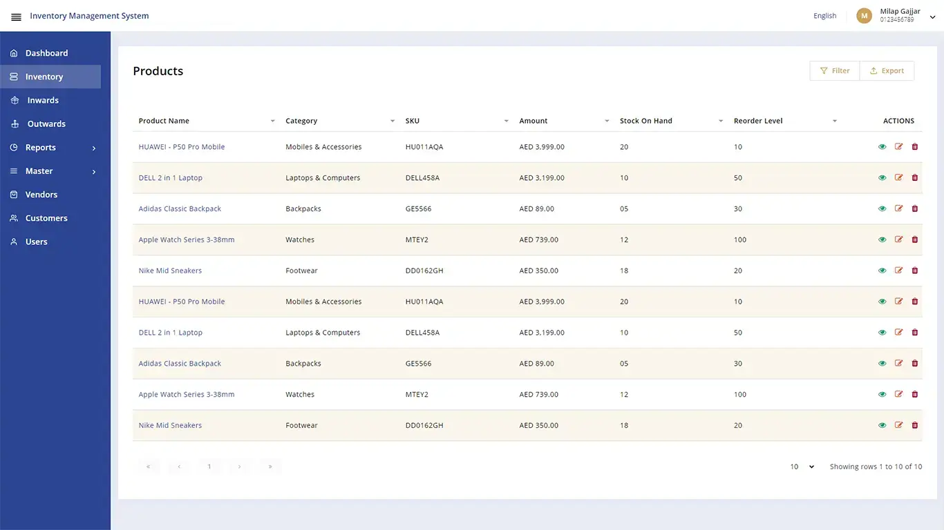 Product Listing - Inventory Management 3 Products - Inventory Management