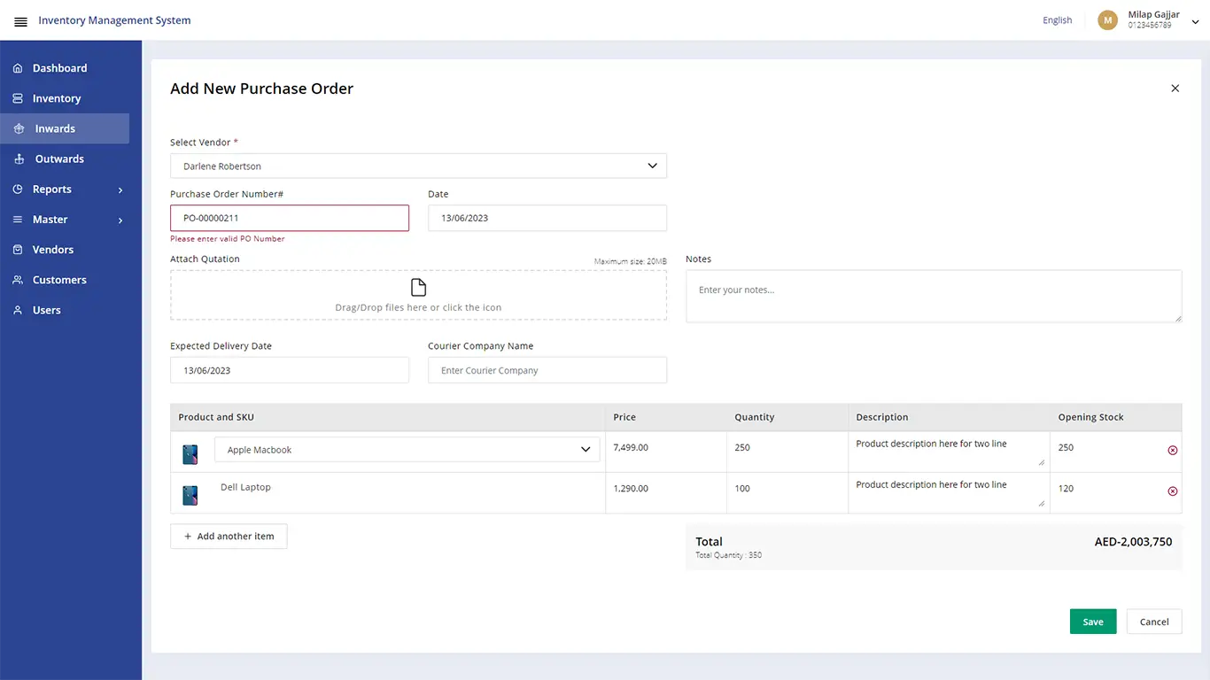 Add PO - Inventory Management 8 Add PO - Inventory Management