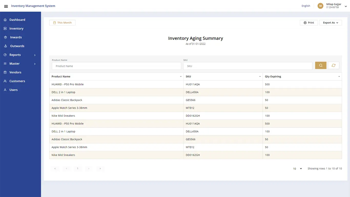 Reports - Inventory Management 9 Reports - Inventory Management