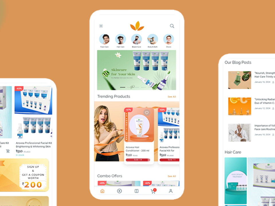 Built Full-Fldeged mCommerce App for a Cosmetic Brand in India. 1 case studie 2